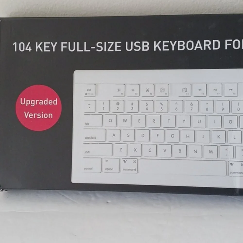 Macally 104 key full size USB Keyboard for Mac and PC in white